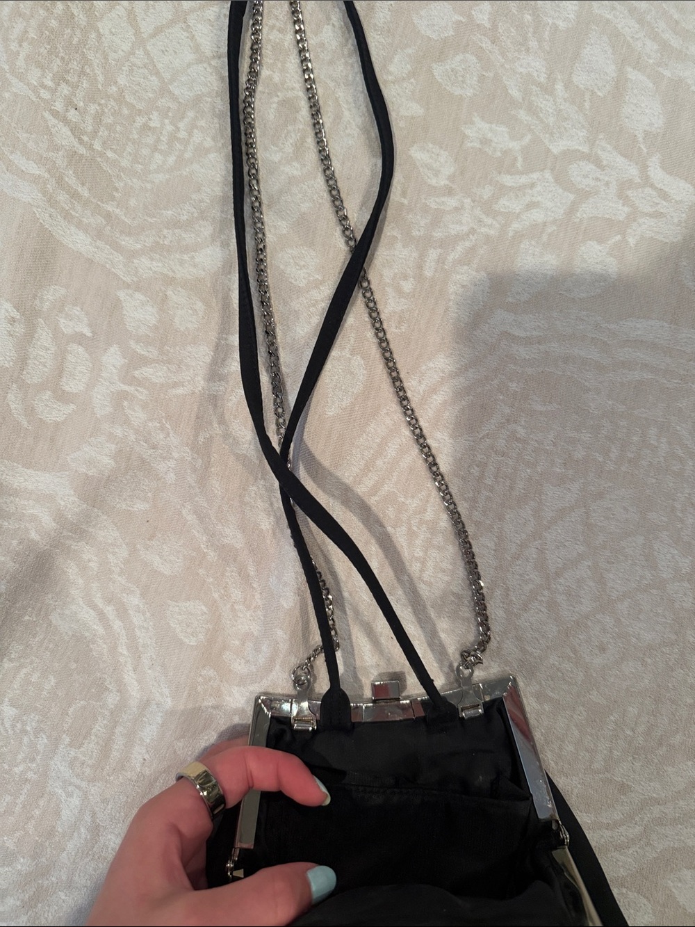 LC Lauren Conrad Black Evening Clutch with Chain - Picture 3 of 5